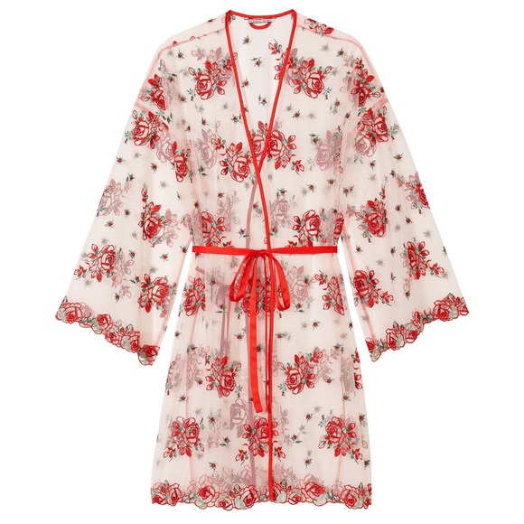 VICTORIA'S SECRET Floral Embroidery Sheer Mesh Robe - Picture 3 of 6